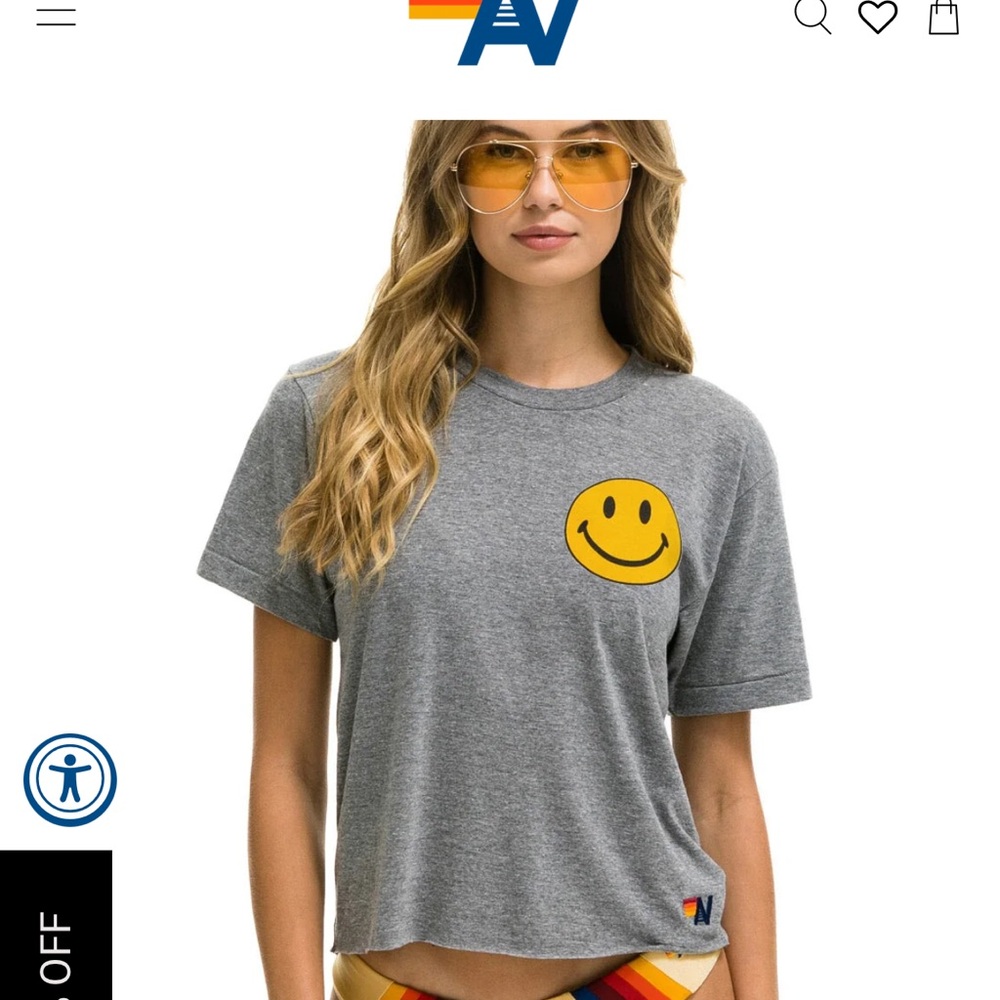 Aviator Nation Smiley 2 Boyfriend Tee- Kelly green size M NWOT